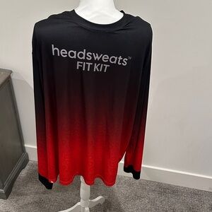 Headsweats Men's Black and Red Long Sleeve Tee